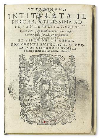 MANFREDI, GIROLAMO. Opera nuova intitulata Il Perchè. 1567